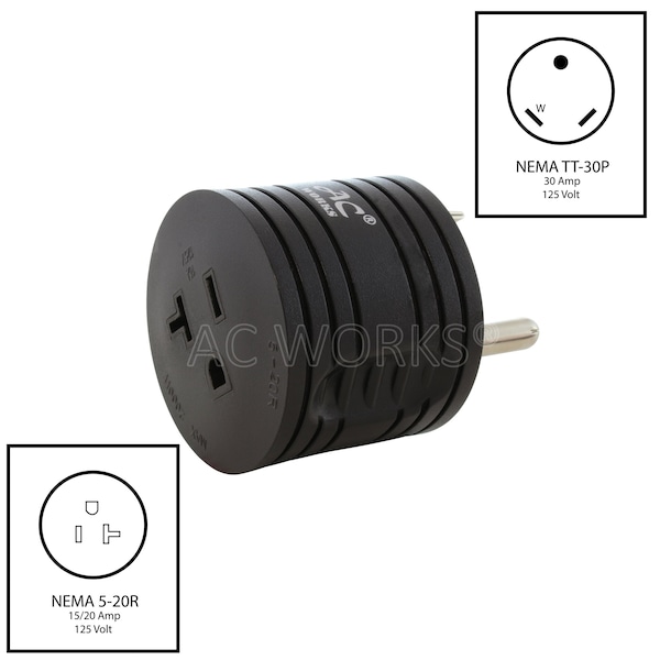 2 Pack RV 30A TT-30P Plug To 5-20R 15/ 20A Household Outlet